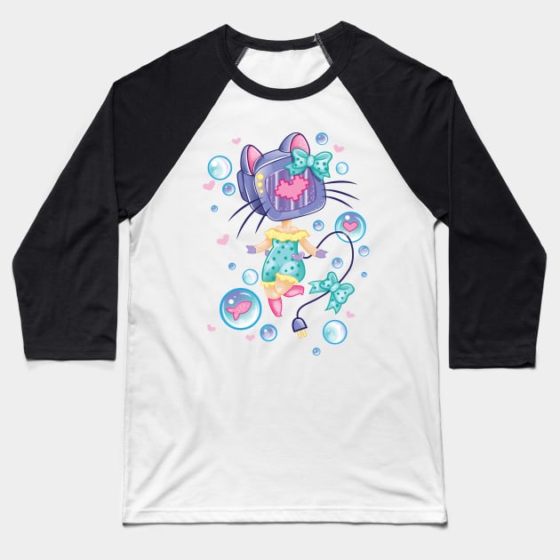 Kitty TV Baseball T-Shirt by SynderellaCharms